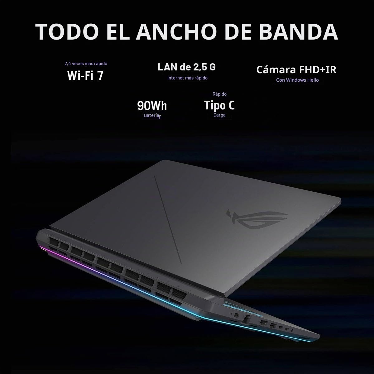 ASUS ROG Strix G16 (2025) Ordenador portátil para juegos, 16" FHD+ 16:10 165Hz/3ms, NVIDIA GeForce RTX 5050, Intel Core i5-13450HX, 16GB DDR5-5600, SSD PCIe Gen 4 de 1 TB, Wi-Fi 7, Windows 11 Home, GV