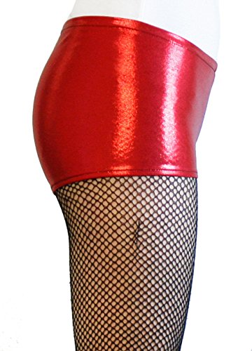 GZHOK Women's Faux Leather Cosplay Blue Red Shorts Panties Jackety Neckalce - Image 5