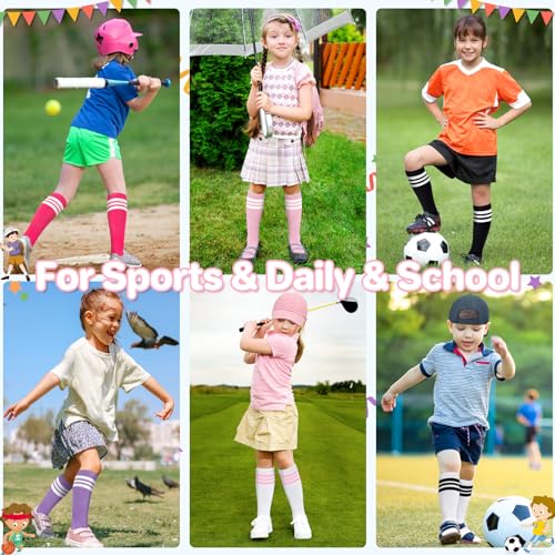 qikqik 3 Pairs Kids Soccer Socks Toddler Soccer Socks Youth Soccer Socks Kids Baseball Socks Kids Knee High Socks Tube Socks3