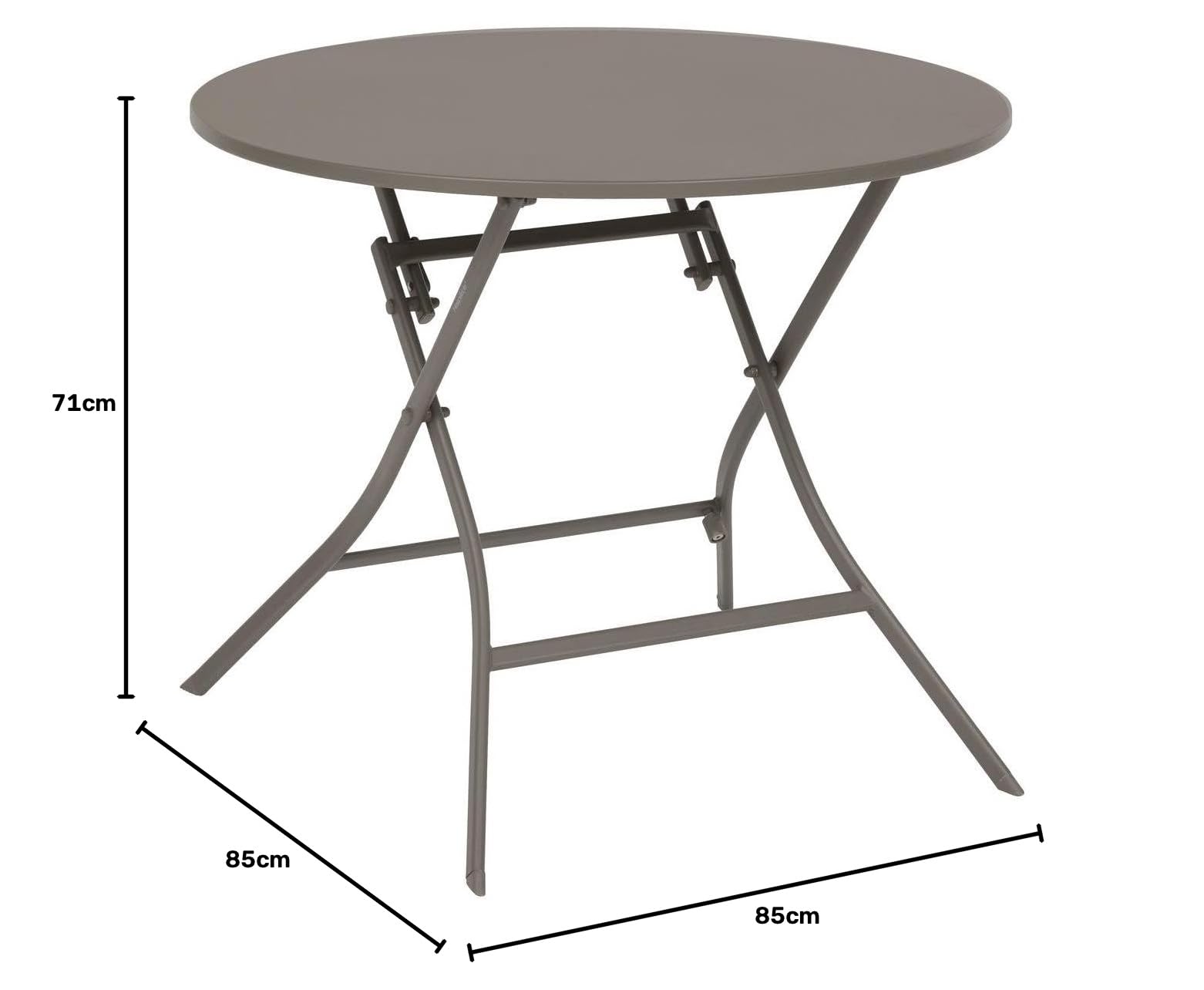 Hespéride - Tavolo da giardino rotondo pieghevole Greensboro per 4 persone - Acciaio rinforzato antiruggine - Arredamento per giardino, balcone e terrazzo