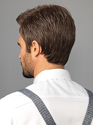 Style Wig Color M5S - HIM Mens Wigs 3" Short Spiked Slicked Haircut Heat Friendly Synthetic Lace Front No Slip Professional Avg-Large Cap Size Bundle MaxWigs Hairloss Booklet