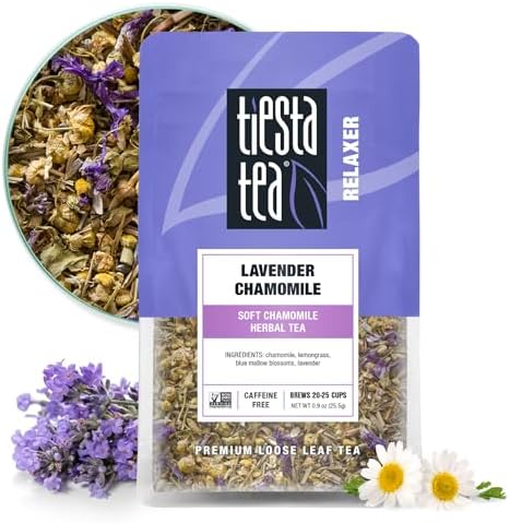 Tiesta Tea Lavender Chamomile, Soft Chamomile Herbal Tea, 30 Servings, 0.9 Ounce Pouch, Caffeine Free, Loose Leaf Herbal Tea Relaxer Blend, Non-GMO