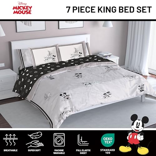 Image of Disney Mickey Mouse and Friends King Comforter Set 7 Piece Bedding, Beige