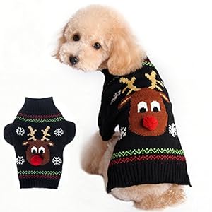 Dog Sweater for Christmas Cartoon Reindeer Pet Cat Winter Knitwear Warm Clothes