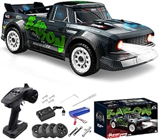 Fisca 1/16 Remote Control High Speed Car, 4WD RC Drifting Racing Cars Fast 20MPH Truck 2.4Ghz Off-Road 4X4 Buggy Car Speed & Steering Control Vehicle Toy with Lights for Kids and Adults