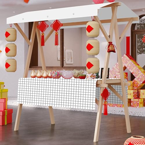 Présentoir de marché pliable en bois avec auvent et chariot de vente de bonbons