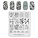 Alexnailart Nagel Stamping Platten Bild Vorlage Camouflage Muster Kuh Textur Grafiken Alphabet Muster Design Stampfer DIY Druck Maniküre Nail Art Schablone Werkzeuge