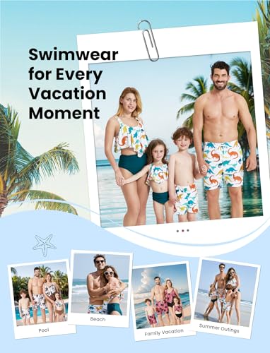 Image of PATPAT Family Matching Swimsuits Two Piece Hawaiian Tropical Beach Bikini and Swim Trunks Set Mommy and Me Bathing Suits