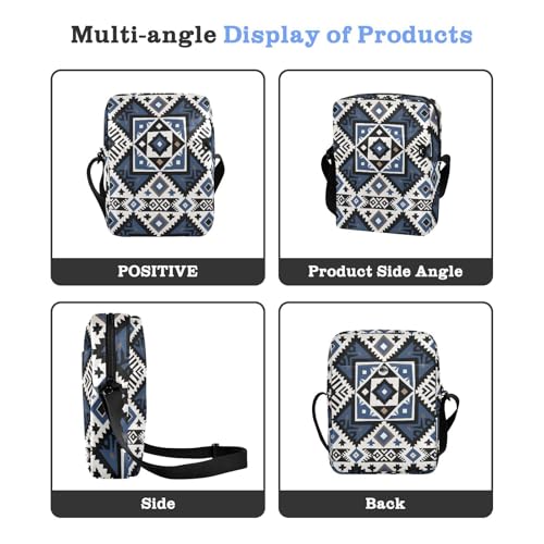 KLL Ethnic Style Geometric Pattern Navy Blue messenger bag cute Vegan Leather crossbody bag men Travel Shoulder Hand Bags4