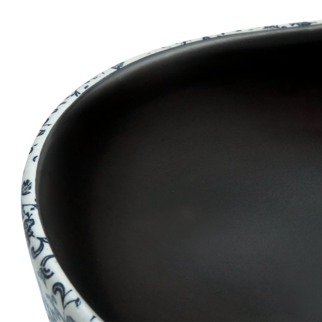 Ceramiczna umywalka nablatowa, czarna, niebieska, owalna, 47 x 33 x 13 cm