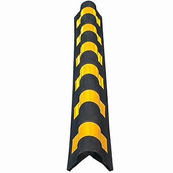 LADWA 1000mm, 1 Pieces Parking Safety Pillar Guard, Rubber Corner Bounce Shaped Guard with Yellow Reflective Tapes For High Visibility