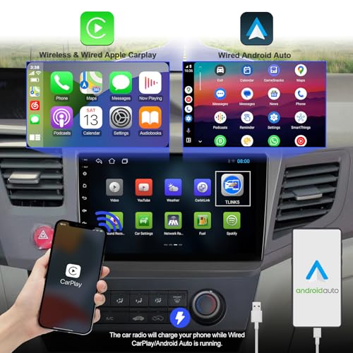 2 + 32 G Android 12 Double Din estéreo para carro para Honda Civic 2012-2015 com rádio sensível ao t