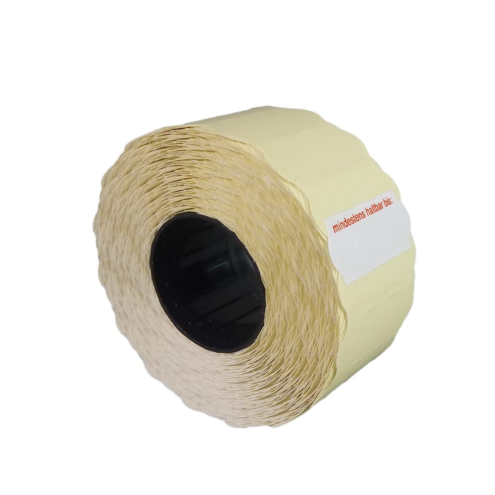 30 Rollen Preisetiketten 26x12 weiss permanent Aufdruck: mindestens haltbar bis | 45.000 Etiketten | Preisauszeichner Etiketten | HUTNER