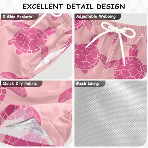 OREZI Boys Swim Trunk Pink Sea Turtle Seamless Bathing Suit for Kids3