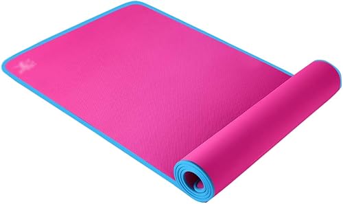 Yoga Mat Workout Mat For Home Extra Thick Exercise Mat For Yoga Pilates And Personal Fitness Ridged Rubber Surface For Non-Slip Grip Multiple Colors