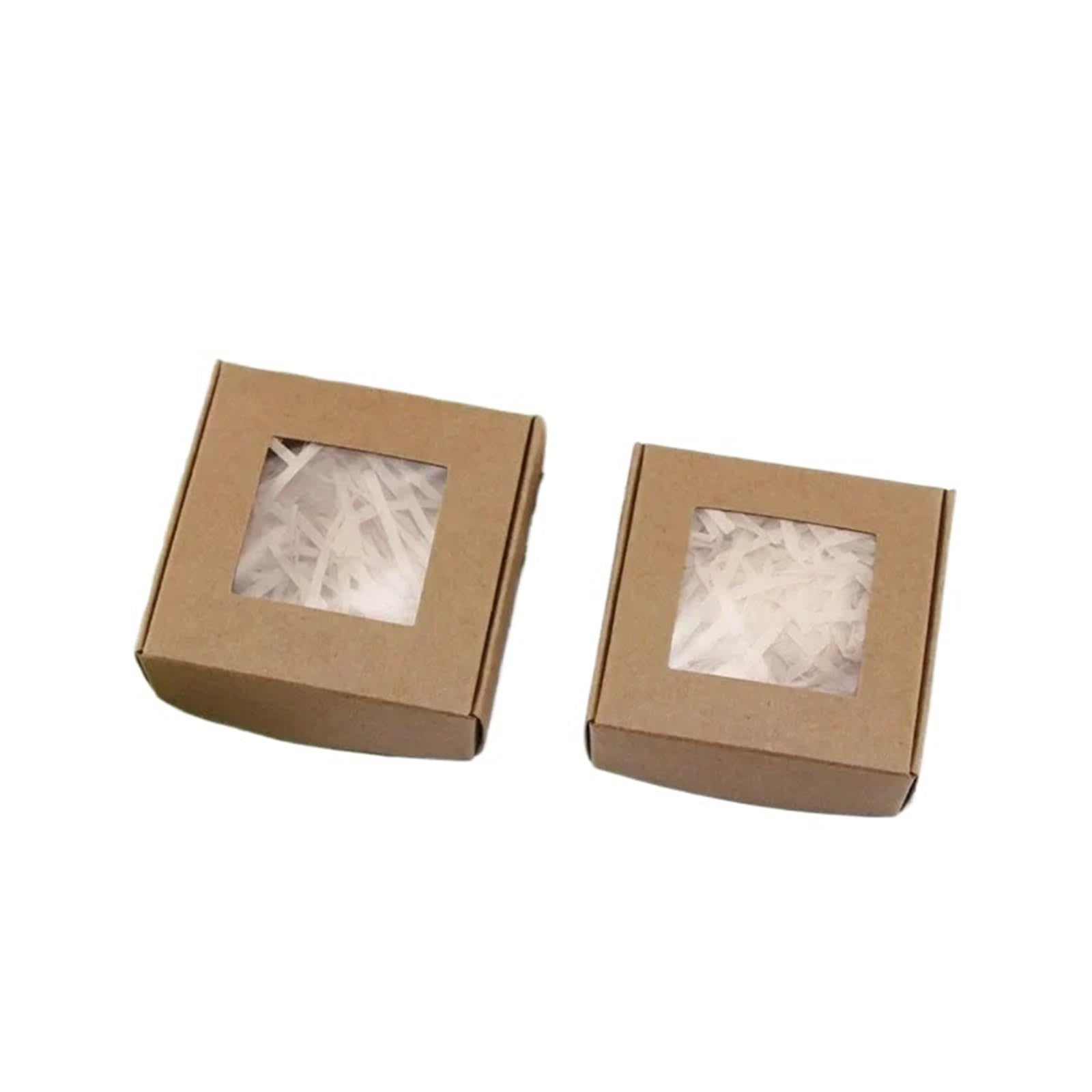 Scatoline Portaconfetti 50/100Pcs Kraft Paper Candy Box Transparent Window Soap Case Wedding Christmas Chocolate Packaging Boxes(Black,7X7X3CM_100PCS)