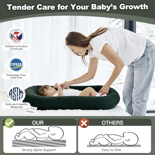 Image of Infant Support Cushion -Baby Support Cushion for Newborn, Oversized for 0-24 Months (36.5*20 inchs), Tummy Time Mat for Home and Travel, Soft Cotton, Supervised Use, Baby Essentials Gift -includ cover