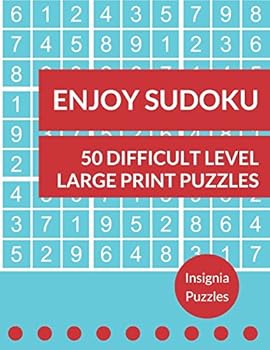 Paperback Enjoy Sudoku 50 Difficult Level Large Print Puzzles: One Puzzle Per Page Book