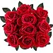 Supla 10 Pcs Artificial Roses Red with Stems Open Silk Roses Velvet Roses Wedding Roses in Red 20" Tall X 4" Bloom for Floral Arrangement Home Accent
