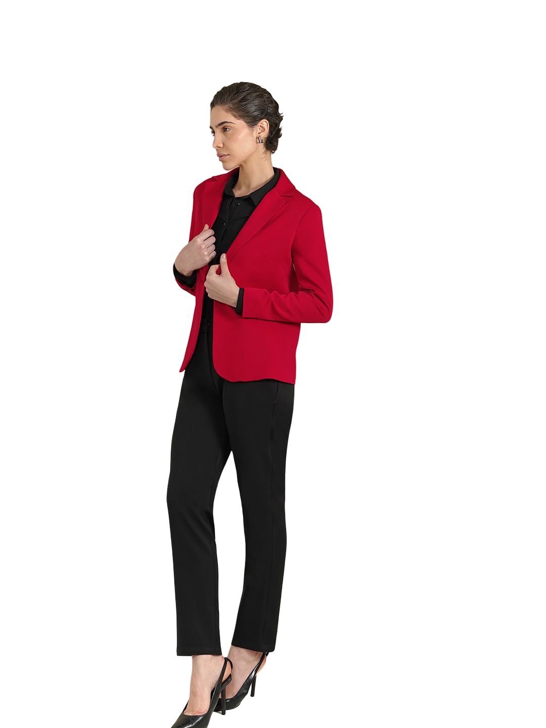 fablestreet Women Business Casual Blazer | Tailored Fit Notch Lapel Single Button Design | Premium Polyester Smooth Texture & Hip Length for Work & Formal Occasions-picture-24