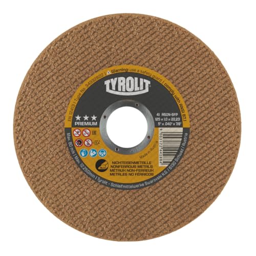 Tyrolit 34332822 Premium Trennscheiben, 41, A60N-BFP, 125 x 1.0 x 22.23 mm, 25 Stück
