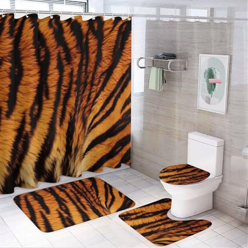 Rideau de douche en tissu Oxford et tapis de bain en polaire premium