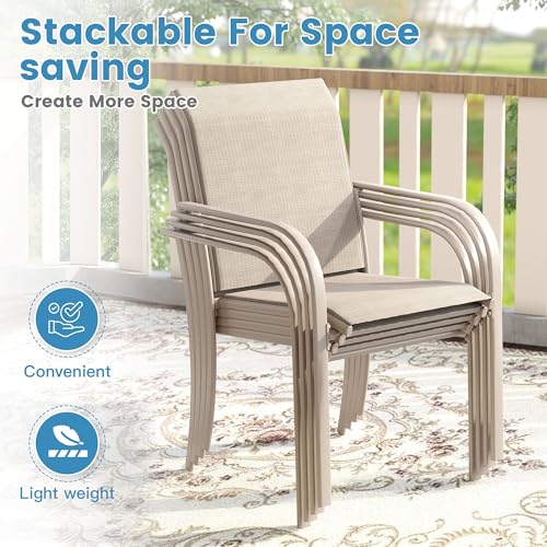 Image of DIFY Patio Dining Chairs Set of 6, Stackable Outdoor Metal Chairs for Garden, Porch and Lawn, Sandshell