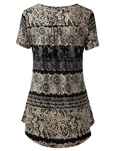 BAISHENGGT Women's Tunic Tops for Leggings Summer Short Sleeve V Neck Button Casual Blouses Flowy T Shirt2