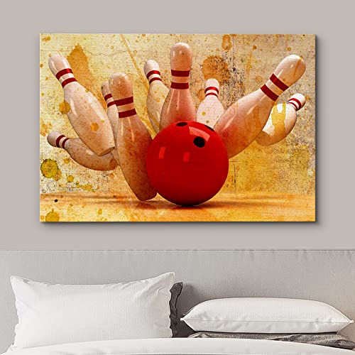 Wall26 Canvas Print Wall Art Hitting A Split Bowling Ball & Pins Sports Athletes Photography Modern Art Contemporary Scenic Urban Multicolor For Living Room, Bedroom, Office - 12"X18" #TOP2