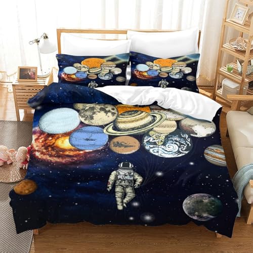 Housse de couette ado aventure spatiale 3D pour transformer le lit single en capsule de astronaute - 3