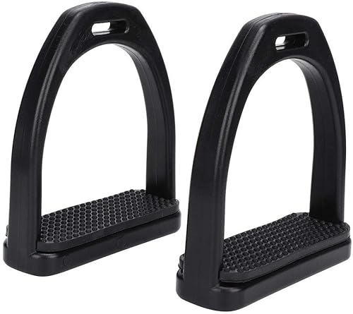 Miniatura 7 de GLOGLOW 1 par de estribos de caballo, estribos de equitación de plástico de alta resistencia con almohadilla de goma antideslizante herramienta para