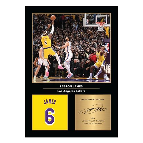Icons Wall Art Foto impresa A4 firmada por Lebron James, regalo para fanáticos del baloncesto, reproducida digitalmente, firma sin marco