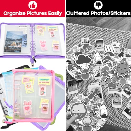 Image of A5 Sticker Storage Binder with Zipper Closure, Reusable Sticker Organizer Album with Pockets, Perfect for Collecting, Organizing, and Displaying Stickers (Purple)