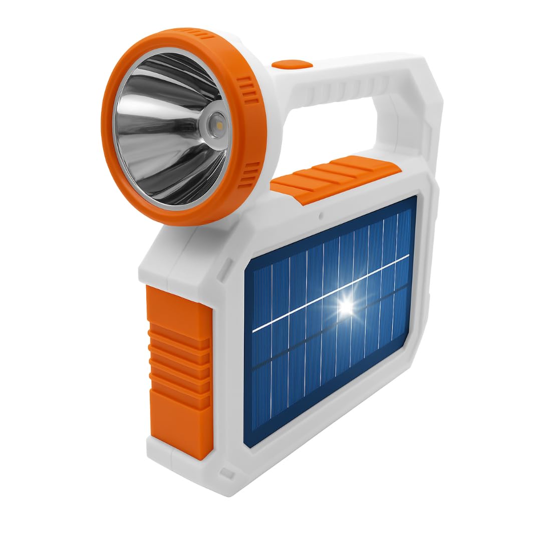Maka Torcia Led Potente Professionale, Solare ricaricabile Pannello Solare luce d'emergenza 7200 mAh Strobo Faro da Campeggio USB Powerbank Luce Sicurezza IP65 8 Ore