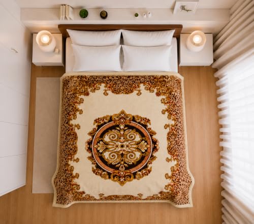 Image of Signature Exclusive Chanakya Supersoft Luxury Heavy Winter Double Ply Double Bed Mink Blanket - 4.5 kg | 100% Polyester | 2.10 m x 2.40 m | Royal Luxe Comfort for Extreme Cold (Chestnut Orbit)