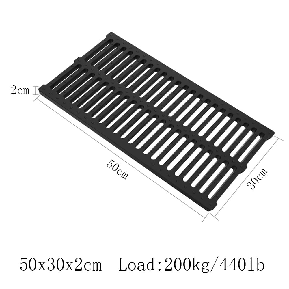 Lot 2 Grilles Vidange Rectangulaires Découpables Extérieur 50x20x2 Cm Avec Gants