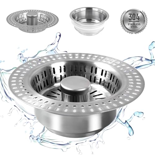 Colador para fregadero 3 en 1 de acero inoxidable