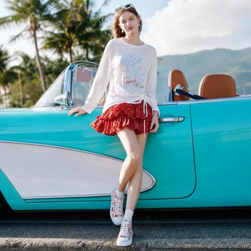 Image of yageyan Womens High Top Canvas Sneakers Fashion White Shoes for Women