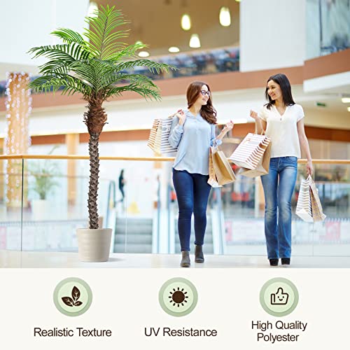 Image of 7ft Tall Artificial Phoenix Palm Tree for Outdoor Indoor Decor, Large Faux Coconut Silk Palm Tree Tropical Fake Tree Perfect for Outside Patio Poolside Home Office Decor (Set of 2)
