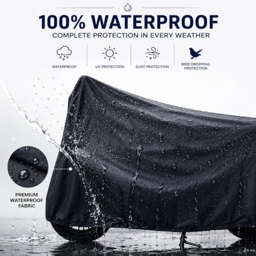 Image of Sulfar Water Resistant Universal Bike Cover UV Protection & Dustproof Bike Body Cover for Royal Enfield Bullet Bike (Black)