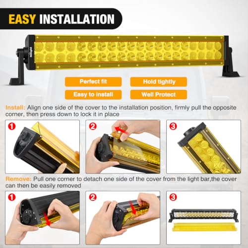 Image of Nilight 22 Inch Spot Flood Combo LED Light Bar Yellow Cover