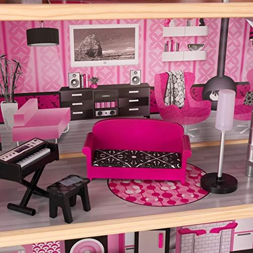 KidKraft 65826 Sparkle Mansion Wooden Dolls House with Furniture and Accessories Included, 3 Storey Play Set for 30 cm/12 Inch Dolls, Pink