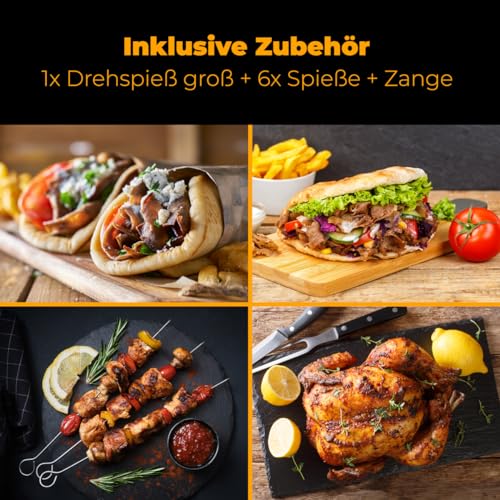 Clatronic® Döner-Vertikal-Multigrill | Multigrill Perfekt für Gyros, Kebab & mehr | Gyrosgrill für Fettfreies Grillen zuhause | Dönergrill Inkl. Drehspieß & 6 Fleischspieße | DVG 3686 – Bild 7