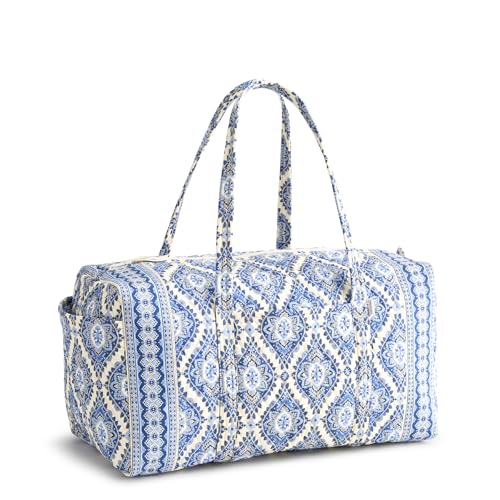 Vera Bradley Womens Premium Cotton Large Original Duffel Bag Carry On Weekender Travel & Gym Bag Cambridge Blues 58L