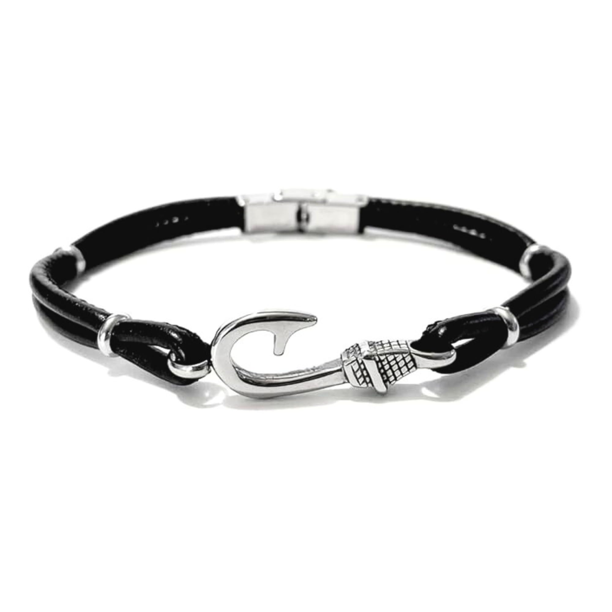 Bracciale Uomo Amo da Pesca – Acciaio Inossidabile & Pelle – Idea Regalo Pescatore – Gioiello Nautico Regolabile Elegante Sportivo bcc1603b