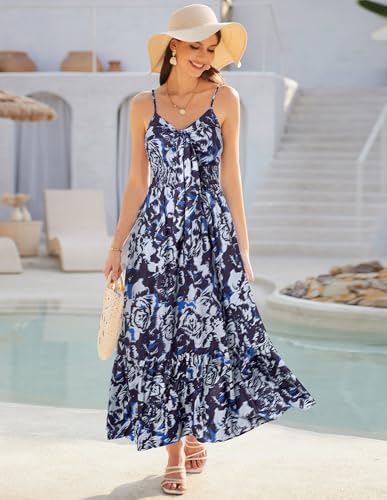 Image of GRACE KARIN Womens Summer Floral Maxi Dresses 2026 Long Flowy Boho Dress Beach Vacation Sundresses Casual Clothes with Pocket