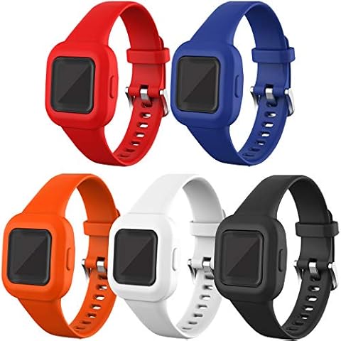 (5-Pack) Tencloud Straps Compatible with Garmin Vivofit jr.3 Strap, Adjustable Soft Silicone Sport Wristband Replacement Arm Band Armbands for Kids 4+ for Vivofit jr.3 Fitness Tracker Only (5A) Cover