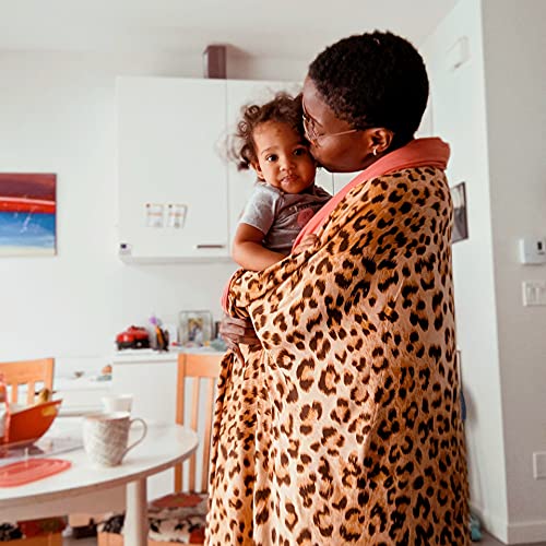 Soft Oversized Throw Blanket - Super Cozy Adult Size Large Swaddle Blankets For Bed, Sofa, Couch - Lightweight Jersey Knit Comfort Throws 57X72 Inch Long (Coral Leopard) #TOP3