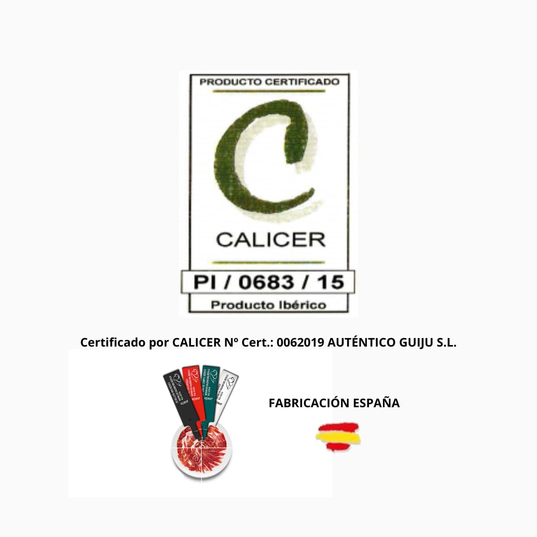 Jamón Ibérico de Bellota 100% Ibérico, Pata Negra, Aprox. 9,5 kg, con Chorizo o Salchichón de Bellota.Marca Guiju