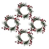 ULTECHNOVO 4stücke Kerzengirlande für Advent und Weihnachten mit Roten Granatäpfeln und Mattierten Kerzenringen als Tisch oder Wanddeko für Spitzkerzen und Teelichter Wiederverwendbar